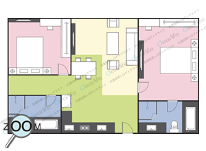 2ベッドルーム 80㎡ レイアウト画像