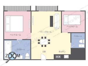 2ベッドルーム 90〜93㎡ レイアウト画像
