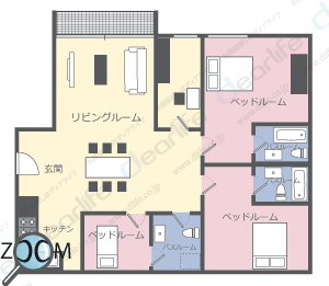 3ベッドルーム 350〜400㎡ レイアウト画像