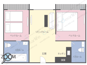 2ベッドルーム 114〜208㎡ レイアウト画像