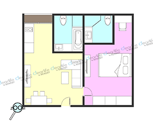 Silom Residence（シーロム レジデンス） 1ベッドルーム 60㎡ レイアウト画像