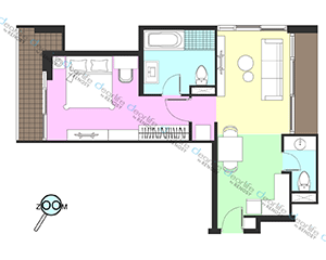 Silver Thonglor Apartments（シルバー トンロー アパートメント） 1ベッドルーム 44〜64㎡ レイアウト画像