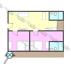 Somerset Sukhumvit 71 Bangkok（サマセット スクンビット 71 バンコク） 2ベッドルーム 75㎡ レイアウト画像