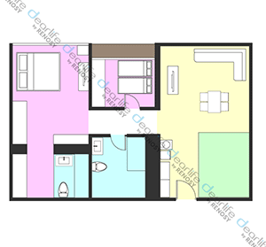 Staybridge Suites Bangkok Sukhumvit（ステイブリッジ スイート バンコク スクンビット） 2ベッドルーム 70㎡ レイアウト画像
