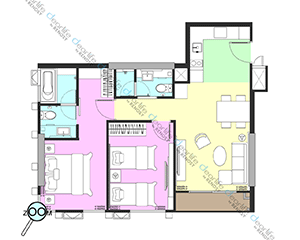 Staybridge Suites Bangkok Thonglor（ステイブリッジ スイート バンコク トンロー） 2ベッドルーム 62㎡ レイアウト画像