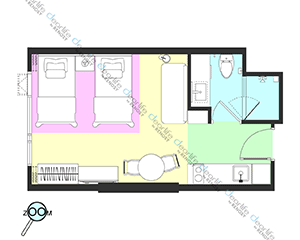 Staybridge Suites Bangkok Thonglor（ステイブリッジ スイート バンコク トンロー） スタジオ 32㎡ レイアウト画像