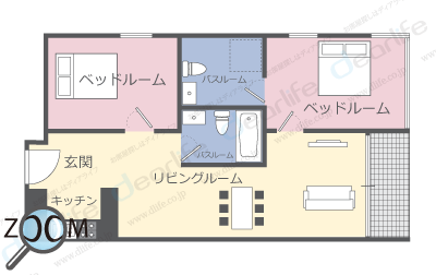 Tanida Residence（タニダ レジデンス） 2ベッドルーム 80〜105㎡ レイアウト画像