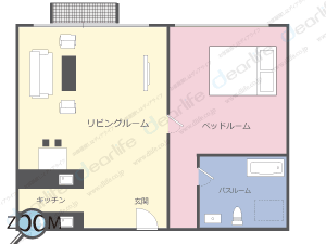 1ベッドルーム 36〜45㎡ レイアウト画像