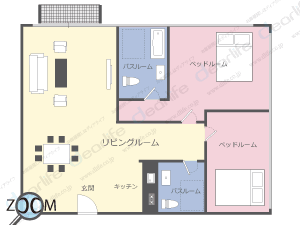 2ベッドルーム 65〜75㎡ レイアウト画像