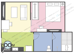 The Bloom Sukhumvit 71（（ザ） ブルーム スクンビット 71） 1ベッドルーム 34㎡ レイアウト画像