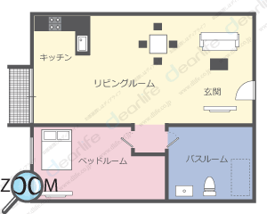 1ベッドルーム 41〜46㎡ レイアウト画像