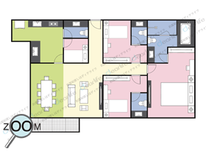 3ベッドルーム 194㎡ レイアウト画像
