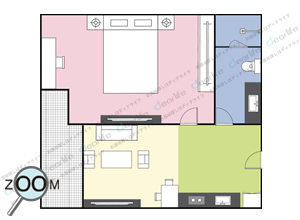 The President Sukhumvit 81（ザ プレジデント スクンビット 81） 1ベッドルーム 34㎡ レイアウト画像
