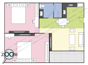 The President Sukhumvit 81（ザ プレジデント スクンビット 81） 2ベッドルーム 46㎡ レイアウト画像