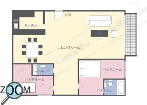 2ベッドルーム 134㎡ レイアウト画像