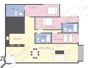 3ベッドルーム 138㎡ レイアウト画像