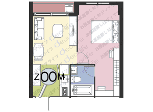 Thonglor Tower（トンロー タワー） 1ベッドルーム 47〜50㎡ レイアウト画像