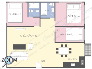 3ベッドルーム 170㎡ レイアウト画像