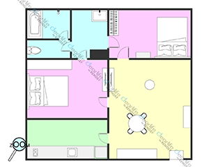 TRIBE Living Bangkok Sukhumvit 39（トライブ リビング バンコク スクンビット 39） 2ベッドルーム 58㎡ レイアウト画像