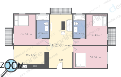 3ベッドルーム 150〜230㎡ レイアウト画像