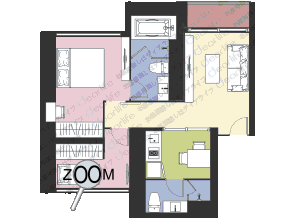 VOQUE Serviced Residence（ヴォーク サービス レジデンス） 2ベッドルーム 60㎡ レイアウト画像