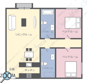 Wind Sukhumvit 23（ウィンド スクンビット 23） 2ベッドルーム 75〜80㎡ レイアウト画像