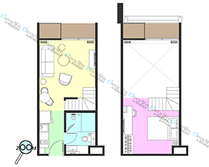 Wyndham Garden Bangkok Sukhumvit 42（ウィンダム ガーデン バンコク スクンビット 42） 1ベッドルーム 40〜50㎡ レイアウト画像