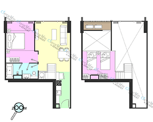Wyndham Garden Bangkok Sukhumvit 42（ウィンダム ガーデン バンコク スクンビット 42） 2ベッドルーム 60〜70㎡ レイアウト画像